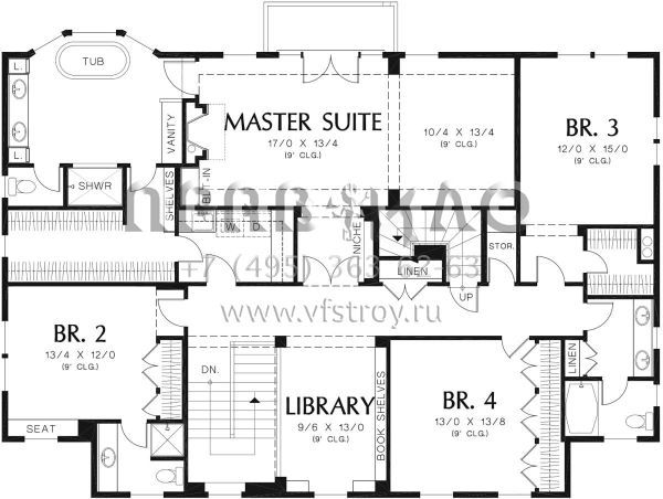 Проект двухэтажного дома с гаражом на три и более машин в стиле Особняк S5-569 (2559-00797)