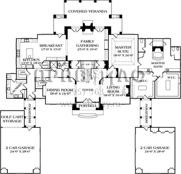 Проект двухэтажного дома с гаражом на три и более машин в английском стиле S5-642 (3323-00547)