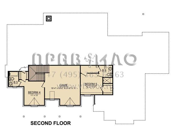 Проект двухэтажного дома с гаражом на три и более машин в современном стиле S5-361 (5445-00347)