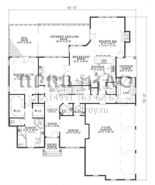 Проект трехэтажного дома с гаражом на три и более машин в стиле Ранчо S5-374 (110-00141)