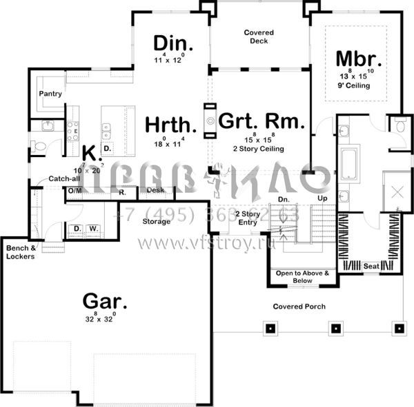 Проект двухэтажного дома с гаражом на три и более машин в американском стиле S5-275 (963-00252)