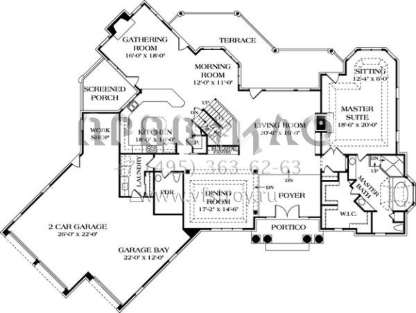 Проект двухэтажного дома с гаражом на три и более машин в современном стиле S5-600 (3323-00453)