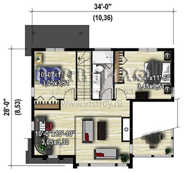 Проект двухэтажного дома без гаража в современном стиле S5-131 (6146-00557)