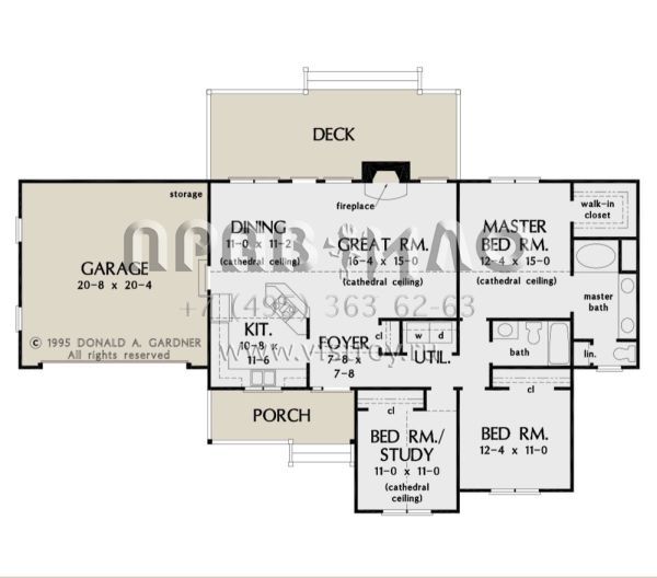 Проект одноэтажного дома с гаражом на две машины в стиле Ранчо S5-132 (2865-00068)