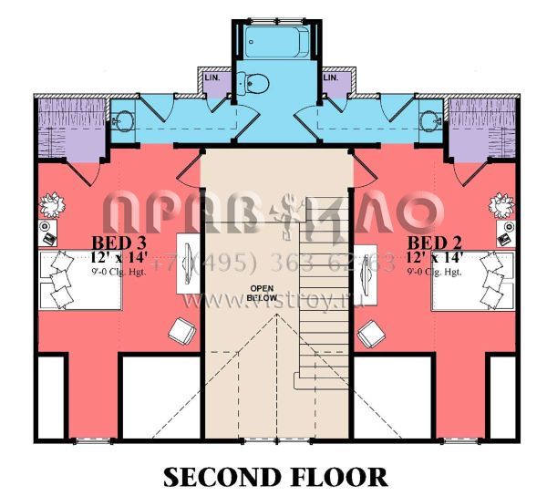 Проект двухэтажного дома с гаражом на три и более машин в стиле Ранчо S5-241 (1070-00266)