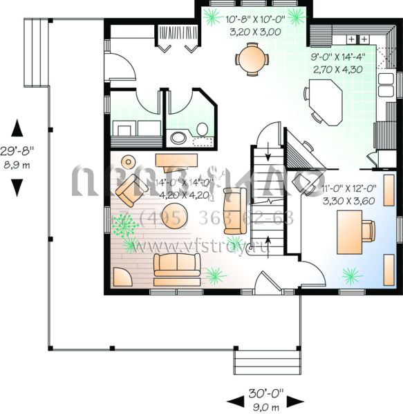 Проект двухэтажного дома без гаража в стиле Ранчо S5-158 (034-00119)