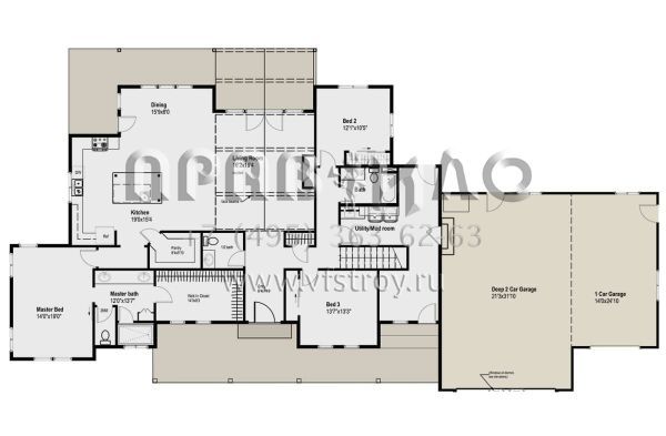 Проект двухэтажного дома с гаражом на три и более машин в современном стиле S5-296 (5922-00001)