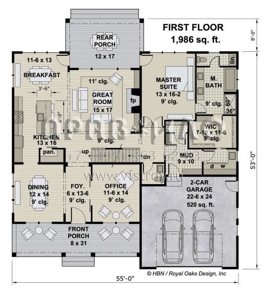 Проект двухэтажного дома с гаражом на две машины в современном стиле S5-326 (098-00374)