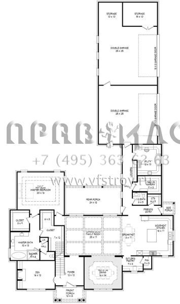 Проект двухэтажного дома с гаражом на три и более машин в английском стиле S5-477 (940-00066)