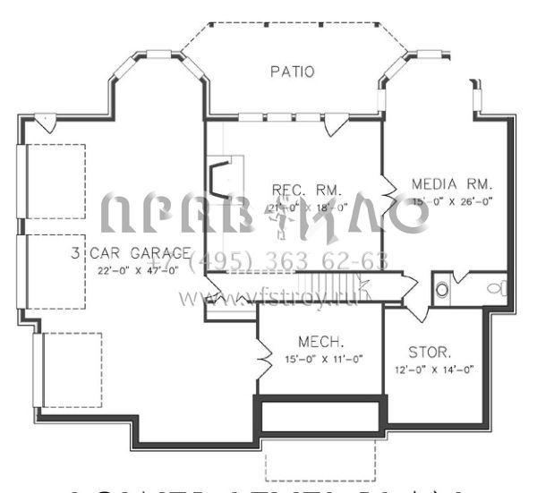Проект двухэтажного дома с гаражом на три и более машин в стиле Особняк S5-376 (6819-00012)