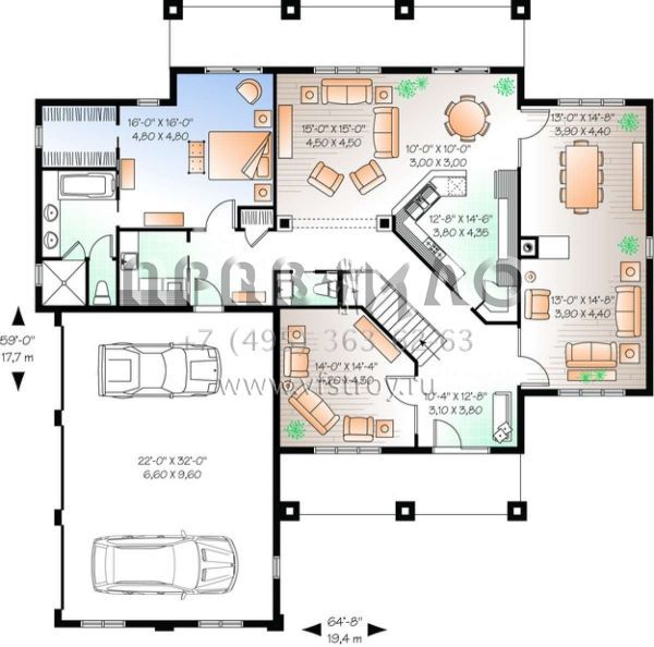 Проект двухэтажного дома с гаражом на три и более машин в современном стиле S5-320 (034-00801)