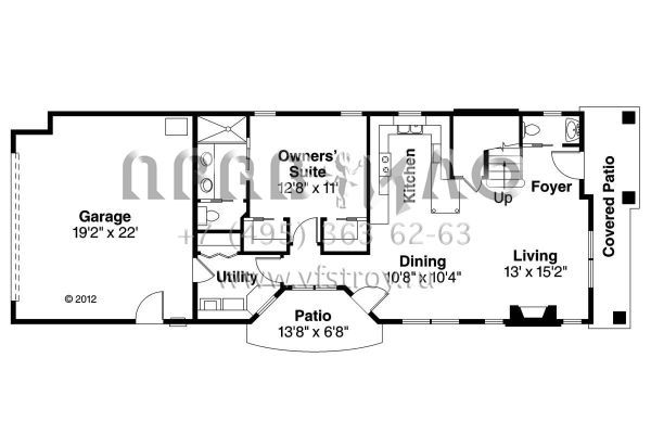 Проект двухэтажного дома с гаражом на две машины в стиле Ранчо S5-157 (035-00792)