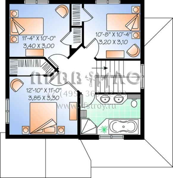 Проект двухэтажного дома без гаража в стиле Ранчо S5-134 (034-00476)