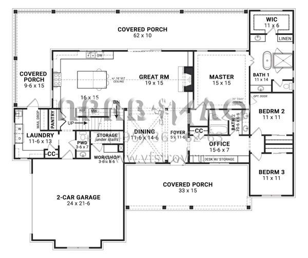 Проект одноэтажного дома с гаражом на две машины в современном стиле S5-207 (4195-00039)