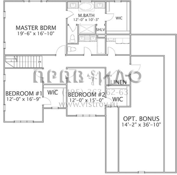 Проект двухэтажного дома с гаражом на три и более машин в стиле Ранчо S5-255 (6849-00032)