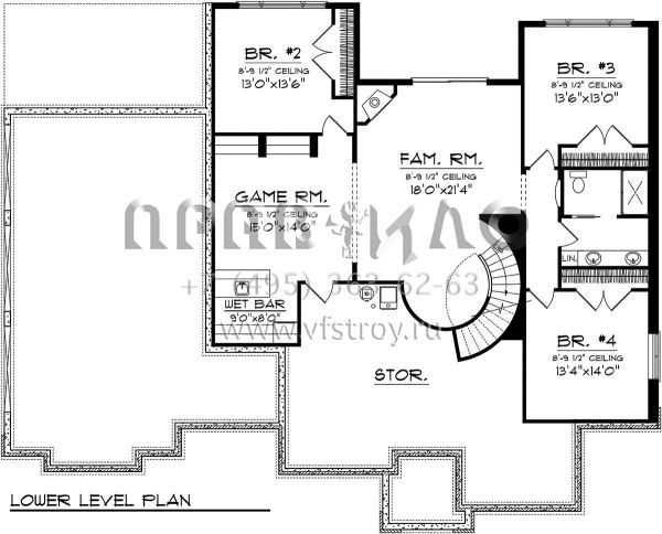 Проект одноэтажного дома с гаражом на три и более машин в английском стиле S5-358 (1020-00201)