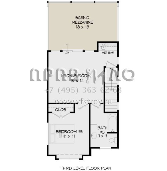 Проект трехэтажного дома без гаража в современном стиле S5-188 (940-00992)