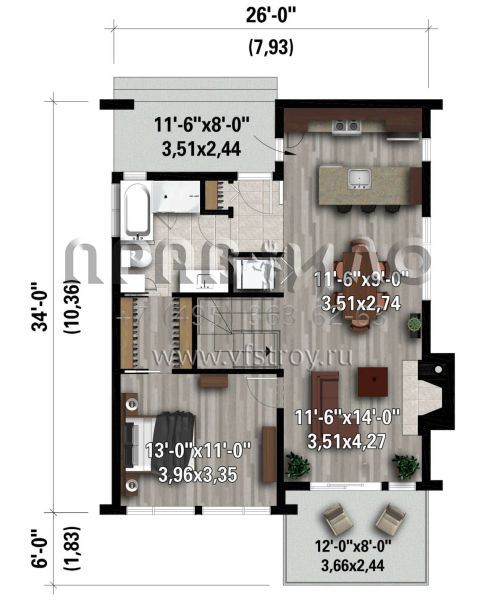 Проект одноэтажного дома без гаража в современном стиле S5-145 (6146-00545)
