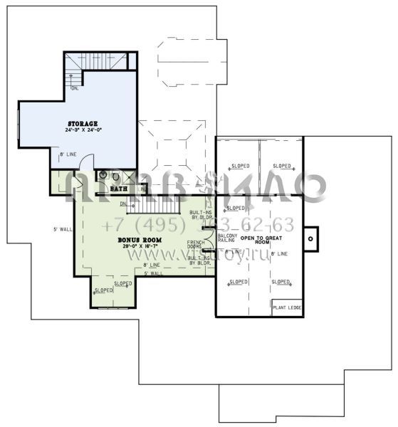 Проект двухэтажного дома с гаражом на три и более машин в стиле Ранчо S5-376 (110-00350)