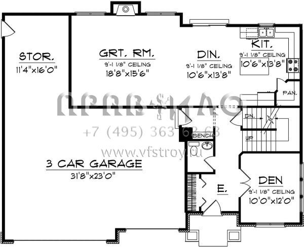Проект двухэтажного дома с гаражом на три и более машин в английском стиле S5-203 (1020-00310)