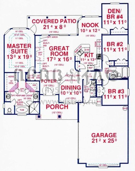 Проект одноэтажного дома с гаражом на две машины в стиле Ранчо S5-180 (4766-00143)