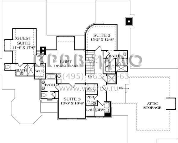 Проект двухэтажного дома с гаражом на три и более машин в стиле Ранчо S5-651 (3323-00645)