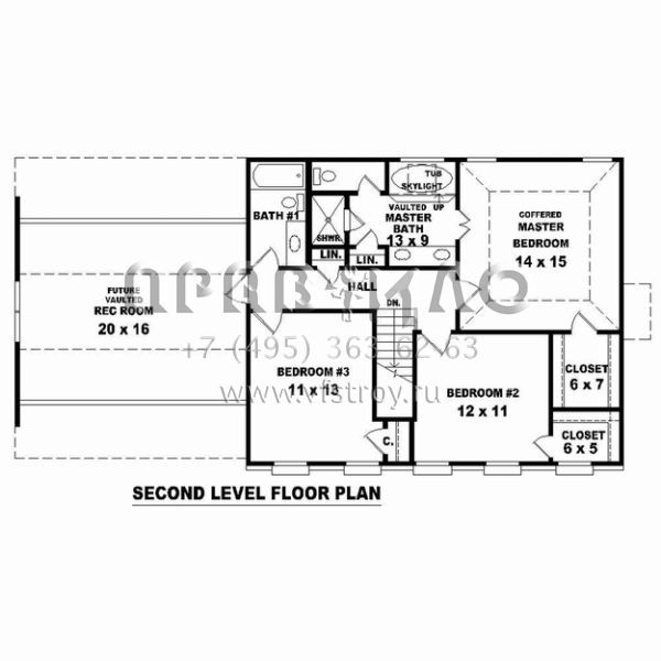 Проект двухэтажного дома с гаражом на две машины в стиле Ранчо S5-183 (053-02279)