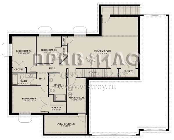 Проект одноэтажного дома с гаражом на три и более машин в американском стиле S5-158 (2802-00066)