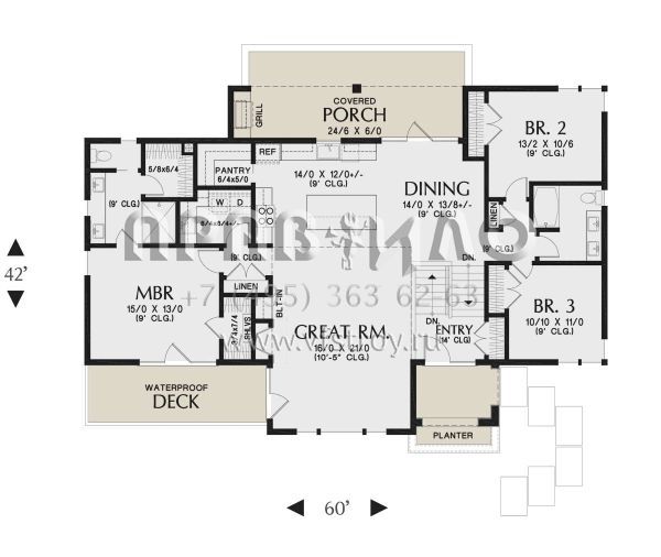 Проект двухэтажного дома с гаражом на три и более машин в современном стиле S5-195 (2559-00930)