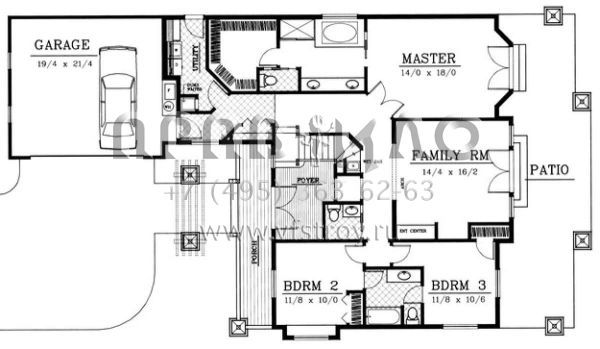 Проект двухэтажного дома с гаражом на две машины в американском стиле S5-304 (692-00155)