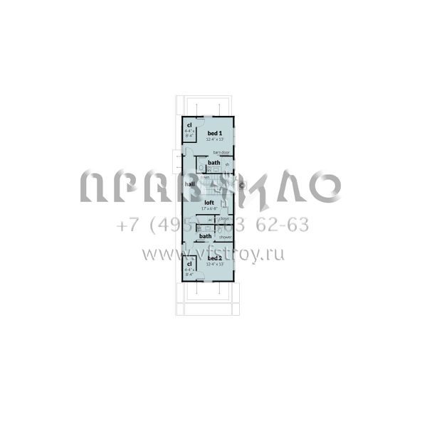Проект узкого двухэтажного дома с отдельно стоящим гаражом S5-190 (028-00199)