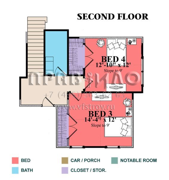 Проект двухэтажного дома с гаражом на две машины в стиле Ранчо S5-234 (1070-00293)
