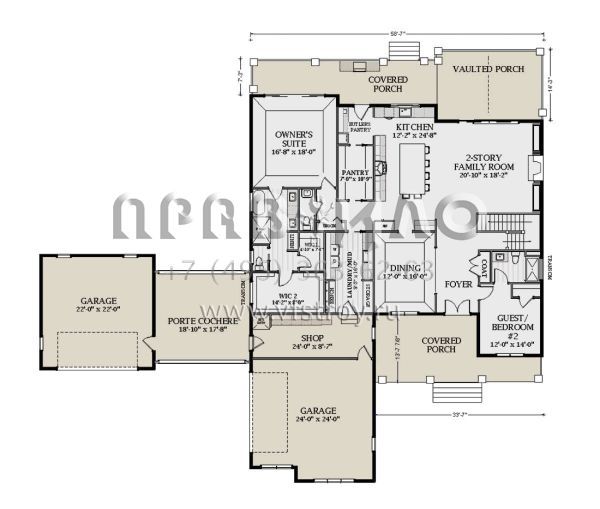 Проект двухэтажного дома с гаражом на три и более машин в современном стиле S5-435 (6849-00154)