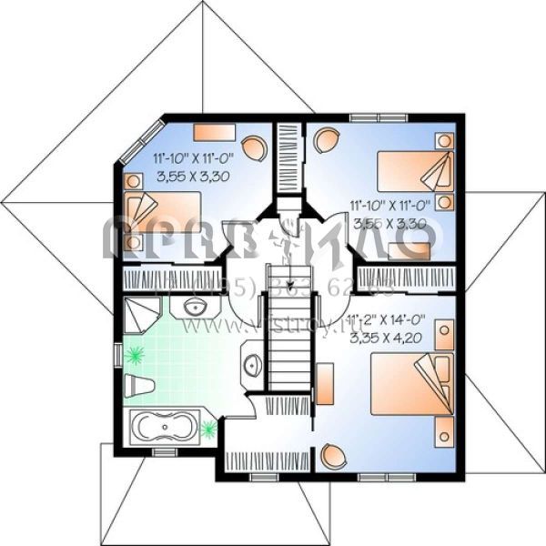 Проект двухэтажного дома без гаража в стиле Ранчо S5-222 (034-00479)