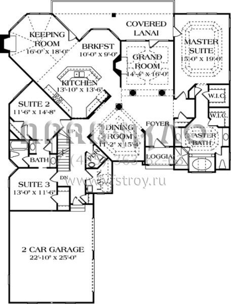Проект двухэтажного дома с гаражом на две машины в стиле Ранчо S5-321 (3323-00147)