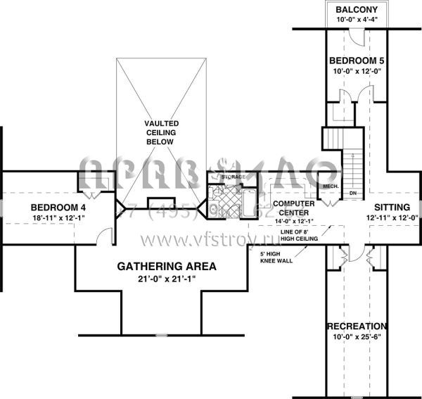 Проект одноэтажного дома с гаражом на три и более машин в стиле Ранчо S5-203 (036-00245)