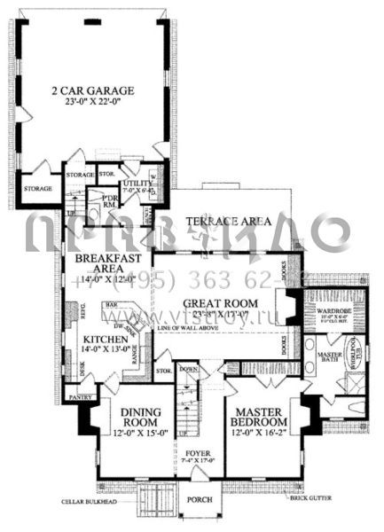 Проект двухэтажного дома с гаражом на две машины в классическом стиле S5-227 (7922-00166)