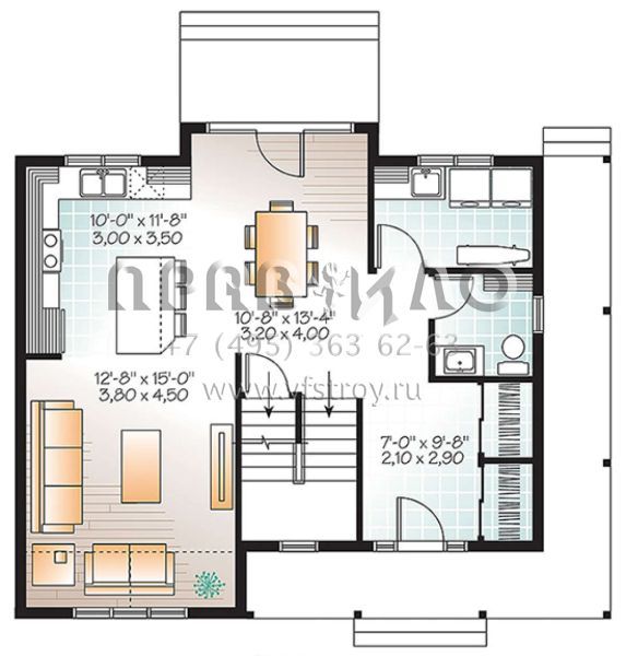Проект двухэтажного дома без гаража в стиле Ранчо S5-150 (034-01106)