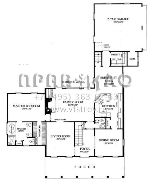 Проект двухэтажного дома с гаражом на две машины в стиле Ранчо S5-250 (7922-00005)