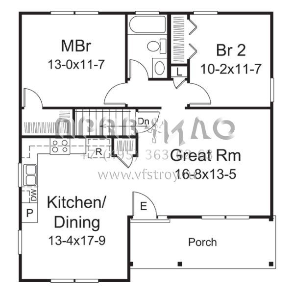 Проект одноэтажного дома с гаражом на две машины в стиле Ранчо S5-88 (5633-00274)