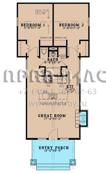 Проект одноэтажного дома без гаража в американском стиле S5-86 (8318-00228)