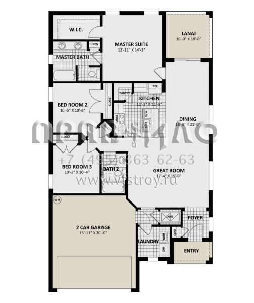 Проект одноэтажного дома с гаражом на две машины в стиле Ранчо S5-137 (3978-00278)