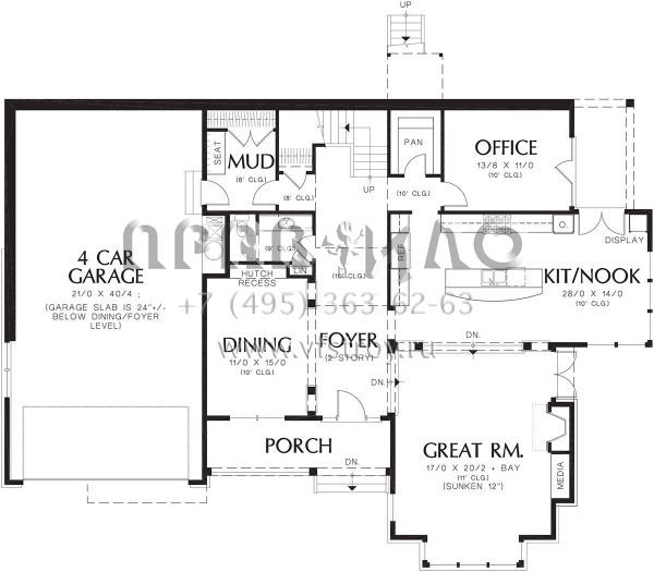 Проект двухэтажного дома с гаражом на три и более машин в американском стиле S5-393 (2559-00595)