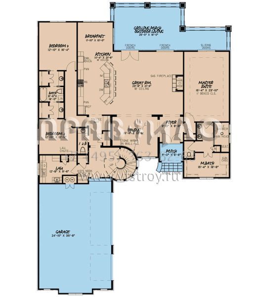 Проект двухэтажного дома с гаражом на три и более машин в английском стиле S5-438 (8318-00112)