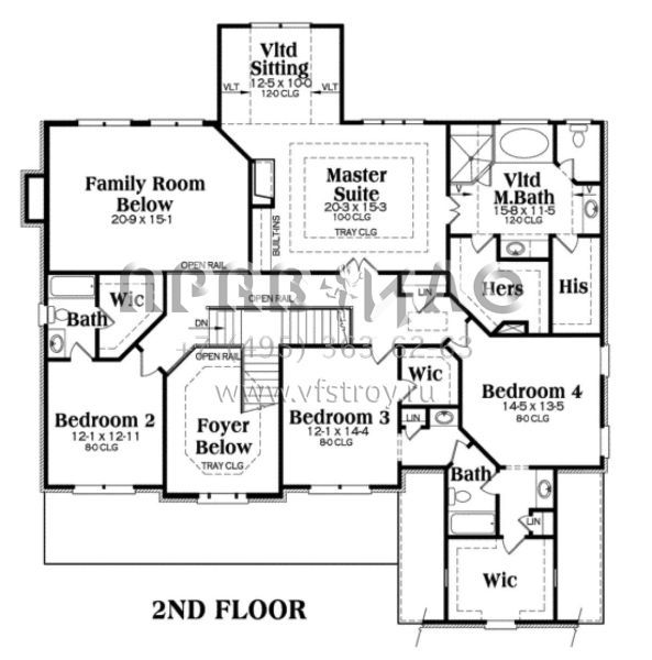 Проект двухэтажного дома с гаражом на три и более машин в стиле Ранчо S5-364 (009-00008)