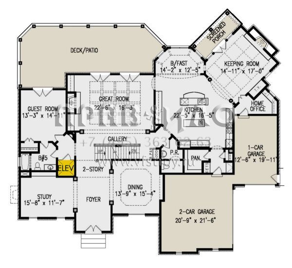 Проект двухэтажного дома с гаражом на три и более машин в английском стиле S5-489 (699-00281)
