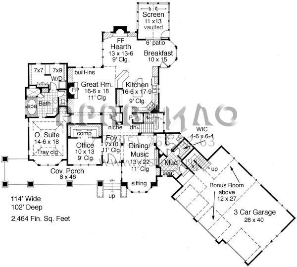 Проект одноэтажного дома с гаражом на три и более машин в американском стиле S5-408 (098-00213)