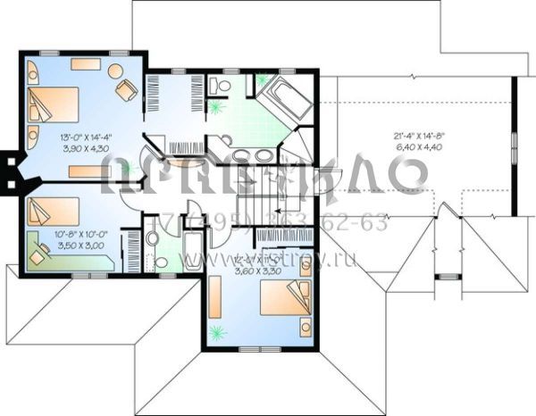 Проект двухэтажного дома с гаражом на две машины в стиле Ранчо S5-203 (034-00496)
