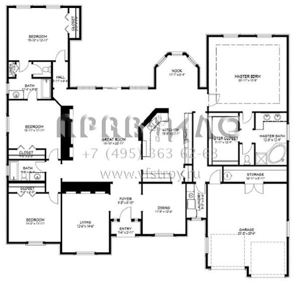 Проект одноэтажного дома с гаражом на две машины в английском стиле S5-306 (9940-00004)