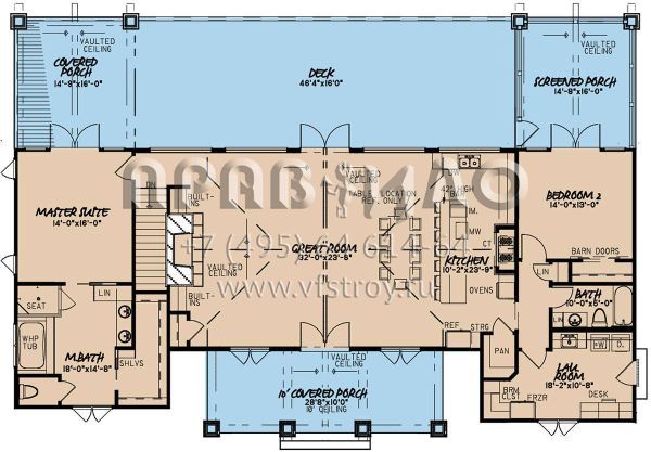 Проект одноэтажного дома без гаража в американском стиле S5-317 (8318-00094)